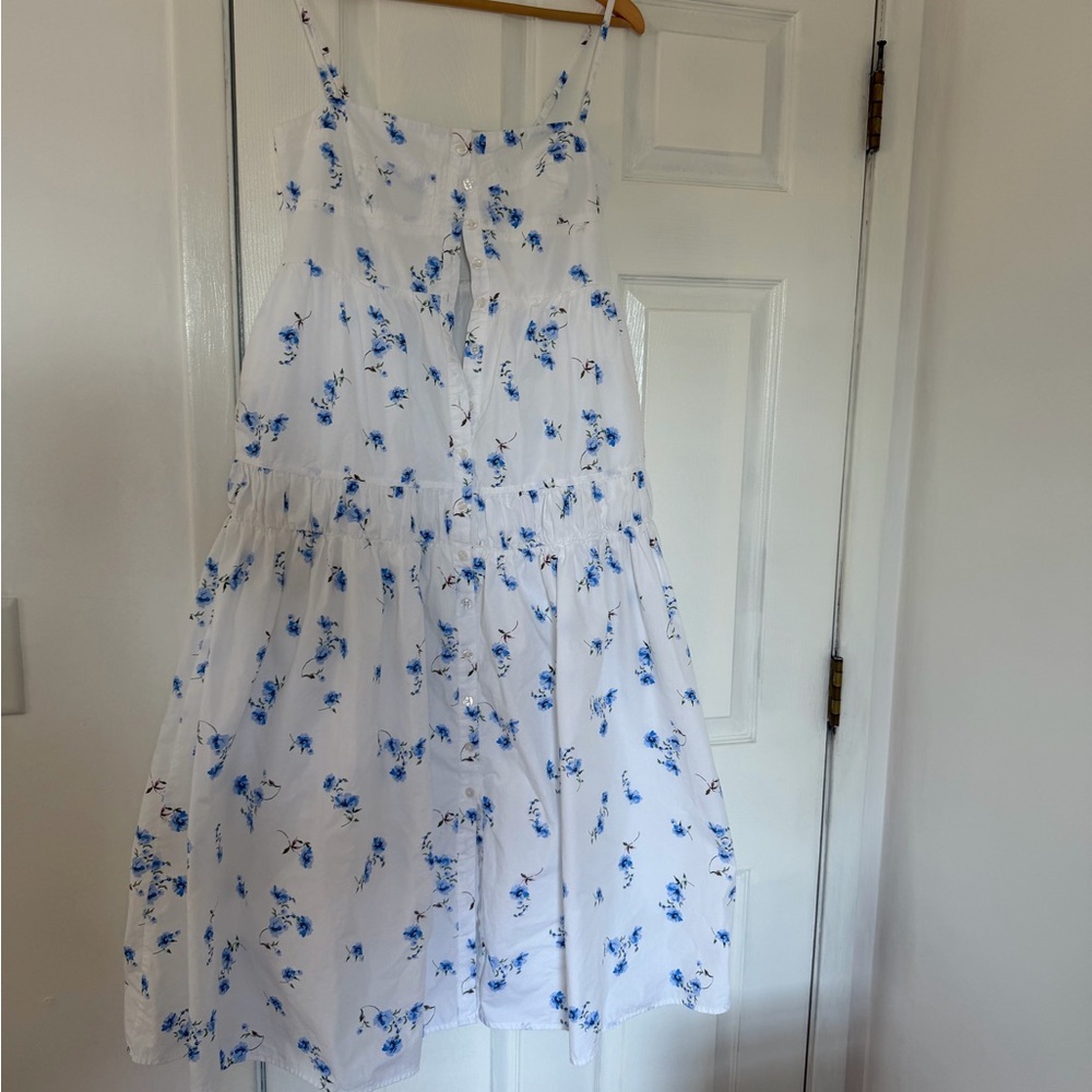 Quince White Sundress with Blue Floral Print for Girls